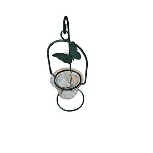 Garden olive green  glass tealight holdermetal butterfly‎ stand